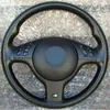 Black Suede HandEmbroidered Car Steering Wheel Cover For Bmw E46 M3 330i E39 540i 525i 530i 330Ci 2001 2002 2003 J220808