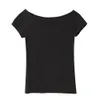 Korean Style Women Chic Mesh T-shirts Sexy Women Slash Neck Patchwork Mesh Tops Short Sleeve T-shirt Tops See Through T Shirt