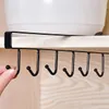 Kök Storage Organization Hanger 6 Hooks Metal Under Shelf Mug Cup Cupboard Organizer Hanging Rack Holder Badrum