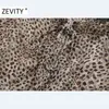 ZEVITY femmes vintage col en v imprimé léopard élastique volants mini robe femme à manches longues robe chic décontracté robes minces DS4482 210309