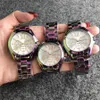 Orologi di marca di moda da donna Ragazza 3 quadranti orologio da polso al quarzo con cinturino in acciaio in metallo stile colorato M97