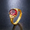 Europäischer und amerikanischer Mode-High-End-Ring im koreanischen Stil, vergoldeter Ring für Damen, offener Ring, Granat-Fassungsring, modisch, verstellbar, Rubin-Ganzes
