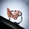 Anillos de boda 2023 Linda pintura de esmalte tridimensional anillo de mariposa moda ligera y lujosa circón para mujer joyería de fiesta