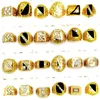 AOMU 10 teile / los Vintage Klassische Goldfarbe Kristall Strass Metall Mann's Breiter Ehering Party Männer Schmuck