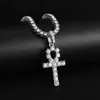 Kettingen 24 inch Mannen Vrouwen Hip Hop Classic Cross Hanger Ketting Met Cubaanse Link Tennis Chain Iced Out Bling Kettingen HipHop Sieraden