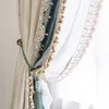 Francesa luxo imitação de seda luxo de luxo costura lace cortina blackout cortina para sala de estar cortina 210712