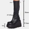 Brand New Big Size 43 Shoelaces Wedge High Heels Platform Tide Trendy Cool Autumn Winter Mid-Calf Boots Shoes Women Footwear Y0910