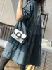 Wiosna Jesień Summer Koreański A-Line Loose Slim High-Paisted Drelim Sukienka Princess Lolita dla kobiet 210615