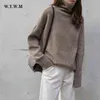 WYWM Turtle Neck Cashmere Sweater Women Korean Style Loose Warm Knitted Pullover Winter Outwear Lazy Oaf Female Jumpers 211221