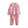 Tuta da notte in cotone a maniche lunghe autunno primavera 2 pezzi Abbigliamento per bambini Pigiama Top + Pantaloni Bambini Neonate Pigiama Set 210529