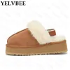 Laarzen bont flats katoen vrouwen 2022 winter sneeuw schoenen platform korte pulsh pantoffels suede warme botas mujer