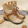 Boots Women Winter Lace Up Solid Female Rubber Sole Comfortable Shoes Ladies Round Toe Wedges Fashion
