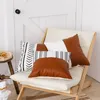 Kuddfodral Ny PU -sömnad Bomull Canvas Tryckt Pillowcover Nordic Simple Double Leather Soff Cudion Cover