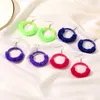 Pendientes circulares redondos de felpa con gancho para mujer, aretes colgantes fluorescentes de lana acrílica, traje de negocios, vestido, fiesta, accesorios de joyería