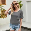 Zomer vrouwen kant stiksels holle o hals korte mouwen vrouw t-shirt mode casual effen kleur party stijl dames t-shirt 210608