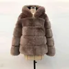 Inverno grosso quente falso casaco de pele de pele com capuz manga comprida artificial jaqueta de pele de luxo outwear 211213