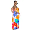 여성 캐주얼 섹시한 여름 다채로운 인쇄 Bodycon Long Maxi 드레스 바닥 길이 민소매 플러스 사이즈 Sundresses 크기 (XL-5XL)