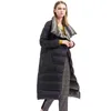 Women Double Sided Down Long Jacket Winter Turtleneck White Duck Down Coat Double Breasted Warm Parkas Snow Outwear 211108