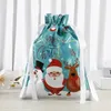 24 * 32cm Kerstcadeau Verpakkingstassen Food Grade Aluminium Folie Koekjes Snoep Chocolade Pouch Trekkoord Santa Ek Sneeuwman Accessoires Opbergtas