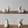 Ceramica Carino Pure White Rabbit Figurine Tavolo in porcellana Decorazione domestica Regalo in porcellana Statua moderna Arredi fatti a mano DHYY05 C0220