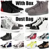 red bottoms designer casual shoes for men women Black White Glitter Grey leather suede mens fashion platform spikes trainers sneakers original