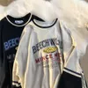 Preppy Style Brand Vintage Letter Print Crewneck Sweatshirt for Teens Girls Women Long Sleeve Tops Korean Harajuku Clothes 210930