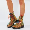 Boots Karin Dropship Platform 2022 Spring Female Motorcycle Sequined Cloth Square Heel Lace-Up Cool Women Ankle Shoes