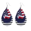 Ny tryckta flagga Teardrop Layered PU Läder Örhängen Amerikanska Independence Day Glitter Striped Drop Earrings Q0709