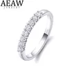 AEAW 14k White Gold 0.25ctw 2mm DF Round Cut Engagement&Wedding Moissanite Lab Grown Diamond Band Ring for Women