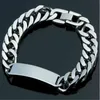 8.66" High Polished Silver Color Bracelet Stainless Steel Mens Id Link Double Cuban Curb Chain Cool Men's Jewelry