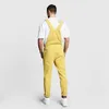 Calças jeans homens macacões vintage slim fit homem de roupa amarelo rosa homme macacão calças europa américa estilo 210723