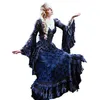 Vintage Victoriaanse Gothic Trouwjurk Zwart Kant V-hals Lady Queens Bruid Jurken Mariposa Steampunk Flare Lange Mouw Retro Bruidsjurken Movie Masquerade Jurken