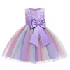 2021 New Baby Girls Drlace Tutu Rainbow Princrybridesmaid Платья для девочек Детская одежда Vestidos 2 3 10 лет X0803