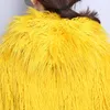 Nerazzurri Faux Fur Coat Winter Women With Hood Long Yellow Hairy Furry Fake fur Overcoat Oversized Loose Fluffy Outerwear 210816