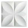 Panneaux muraux en plastique 3D d'art3D 50x50cm 3D Stickers de conception de fleurs insonorisées Blanc pour salon Chambre à coucher TV (pack de 12 carreaux 32 carreaux)