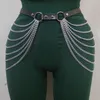 Nieuwe Punk Gothic Body Harnas Vrouwen Sexy Gelaagde Ketting Riem Zwart Lederen Taille Accessoires Raver Dance Sieraden