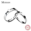 Radiant Zircon Sterling Silver 925 Ring para Homens Mulheres abertas Ajustável Ajustável Um par de casal Anéis Presente de noivado Jóias 210707