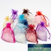 50pcs colliers emballage cadeau de mariage cordon violet transparent organza sac pour bijoux organisateur accessoires boucle d'oreille