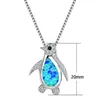 Chaînes Tendance De La Mode Exquis Opale Petit Pingouin Forme Dames Cadeau D'anniversaire Collier Anniversaire Bijoux De Fête Whole267M