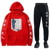 Unisex Anime Attack на Titan Tracksuits Двухструктура набор толстовок и брюк осень осень зимняя толстовка сплошной цветовой беговой костюмы H1227