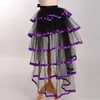 Party Tutu Tail Falda de tul con gradas Burlesque Steampunk Black Mesh Ruffle Layered Detachabl Bustle Overskirt 210306