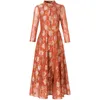 Casual Dresses Spring Fashion 2022 Högkvalitativ en Line Orange Spets Floral Dress for Women