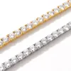 3mm 4mm taglio rotondo ghiacciato cubic zirconia catena a maglie da tennis hiphop alta qualità CZ scatola di chiusura collana donna uomo gioielli329E