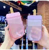 かわいい藁カップのプラスチックアイスキャスの水のボトル屋外の透明なジュース飲料カップ大人の子供のための創造的な学生マグカップ210923