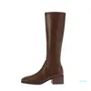 Bottes femmes longueur au genou nouvelles longues bottes simples talons épais hiver petit chevalier mince haut