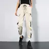 Streetwear Women Overaller Khaki Grå Harembyxor 5xl Loose Casual High Waist Elastic Sweatpants Femme Stor Storlek Belted Byxor Q0801