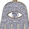 Hip Hop Microinlaid Zircon Pierced Eye Fatima Hand Pendant Necklace Gold Chain Men Women Jewelry Gifts 102 U230767467320