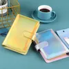 A6 PU Leather Notebook Binder Cover Laser Loose Leaf Notepad Covers File Folder with Magnetic Buckle Closure Office School Supplies