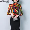 Women's Sheer Turtleneck Tops Chic Transparent Blouses Women Korean Printed Floral Blouse Long Sleeve Shirt Oversize Blusas 210315