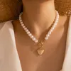 Pearl Stone Shell Hängsmycke Halsband För Kvinnor Sommar Beach Star Heart Chain Choker Halsband Bohemian Armband Statement Smycken Gift